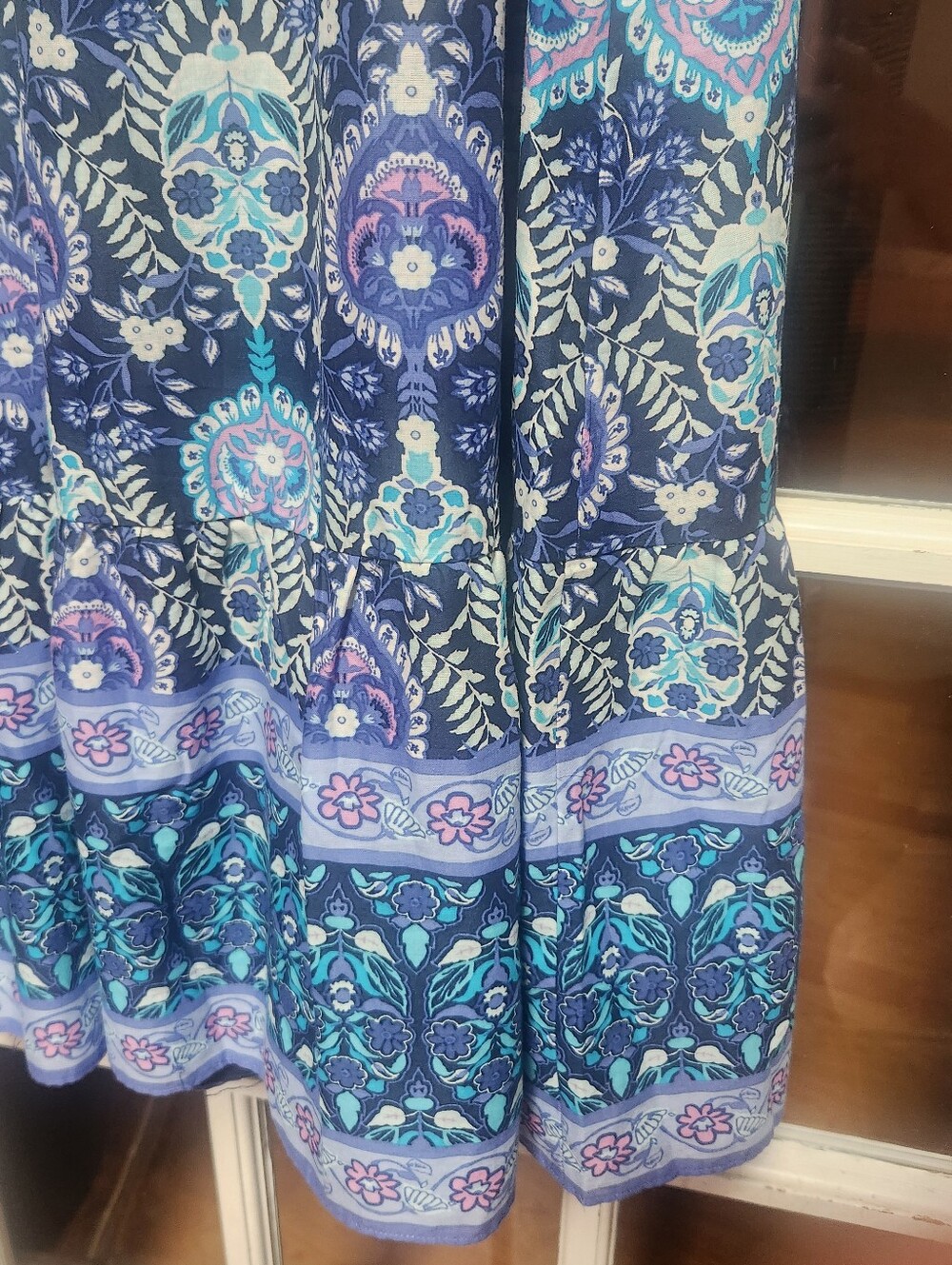 Talbot's New Blue Multicolored Medallion Print Sleeveless Dress; Petite Small - Picture 5 of 9